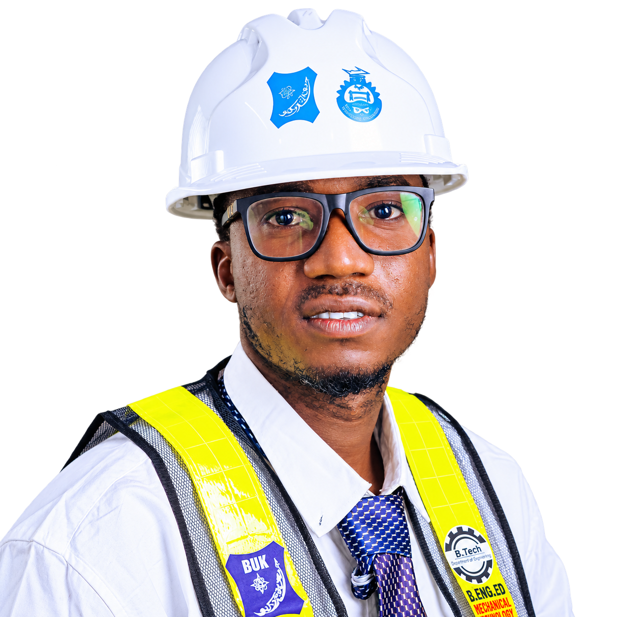 Nigerian engineer in safety gear — illustrative stock photograph