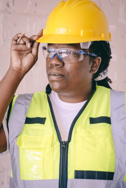 Close Up Photo of Female Engineer Wearing Safety Glasses — illustrative stock photograph